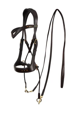 F.R.A. Freedom Riding Articles Glory bittløst hodelag med tøyler (system 5), brun