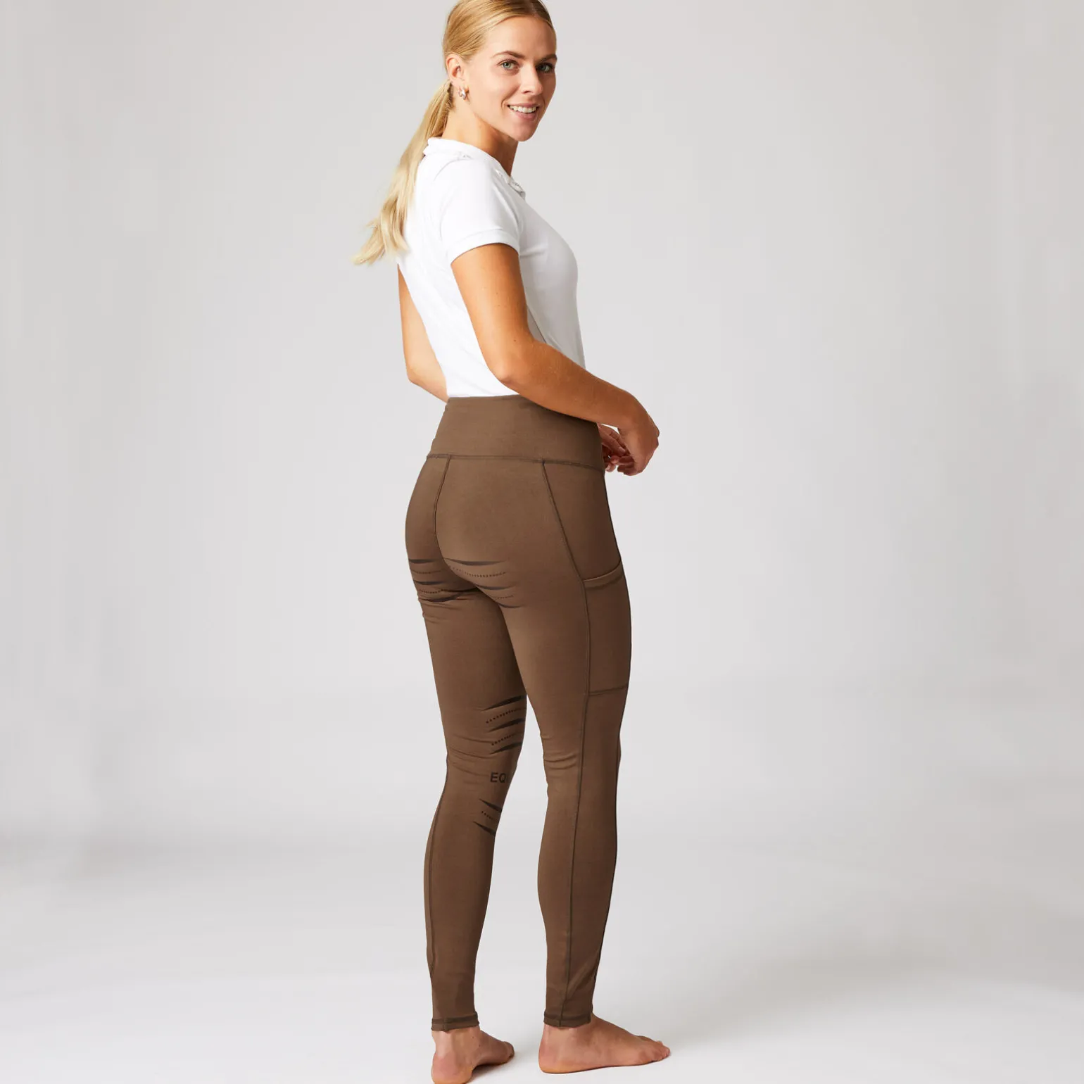 Ridetights, helforsterket silikon, mobillomme, dame