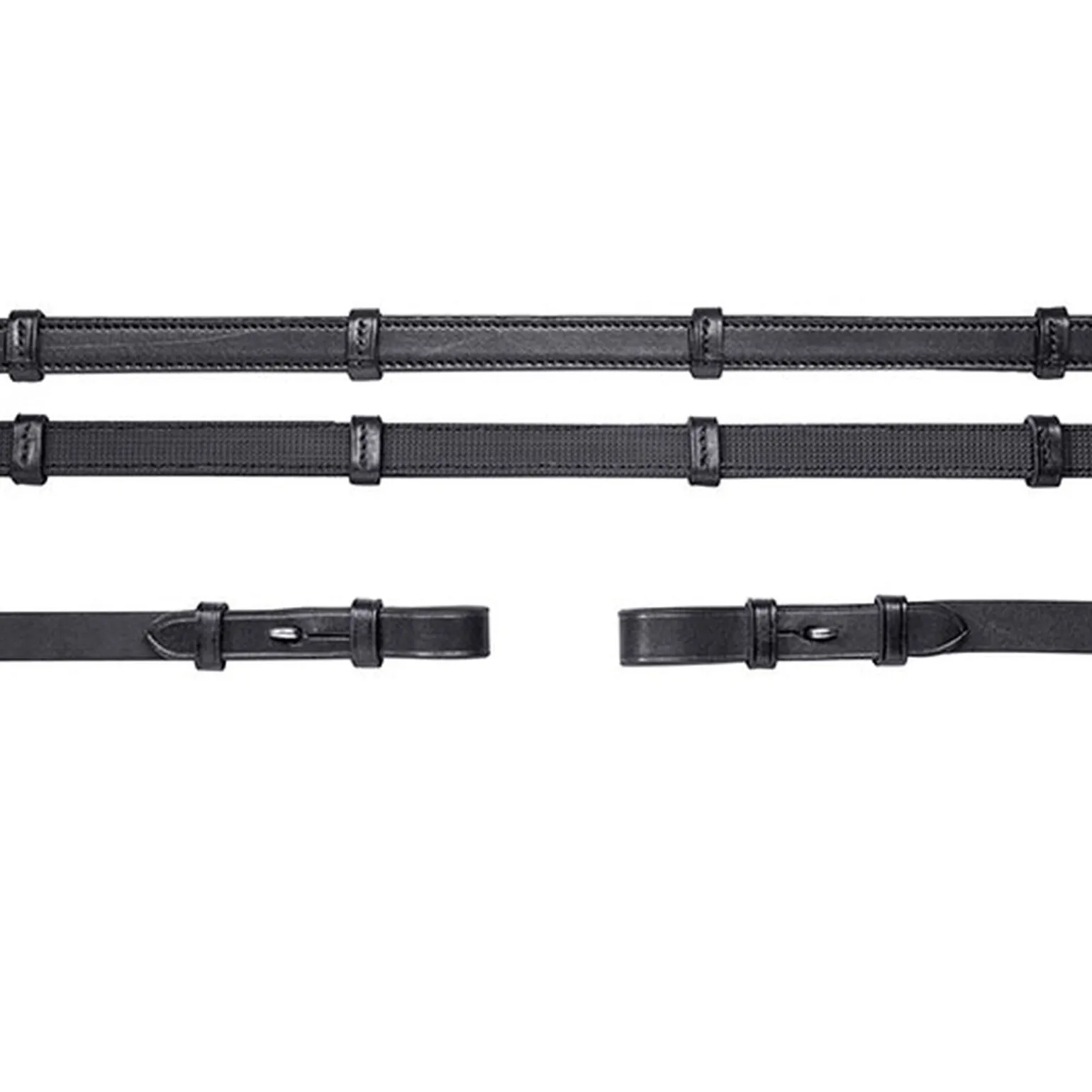 Schockermöhle Sports lærtæyler (gummiert innside), tøyler til Double Bridle Basic