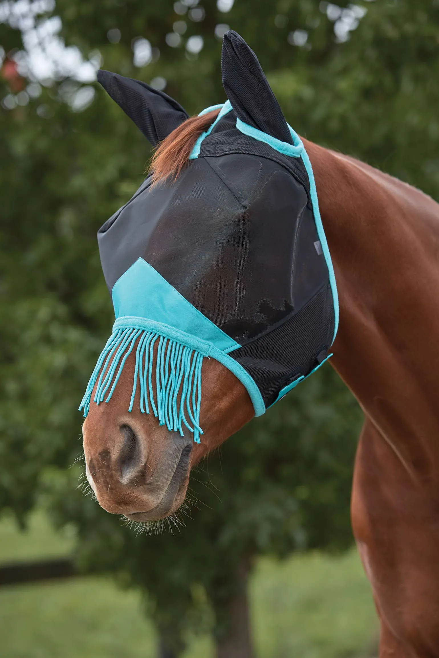 Weatherbeeta Comfitec Deluxe Fine fluemaske i mesh med ører og frynser